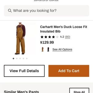 Carhartt insulated bib, size medium. Worn once